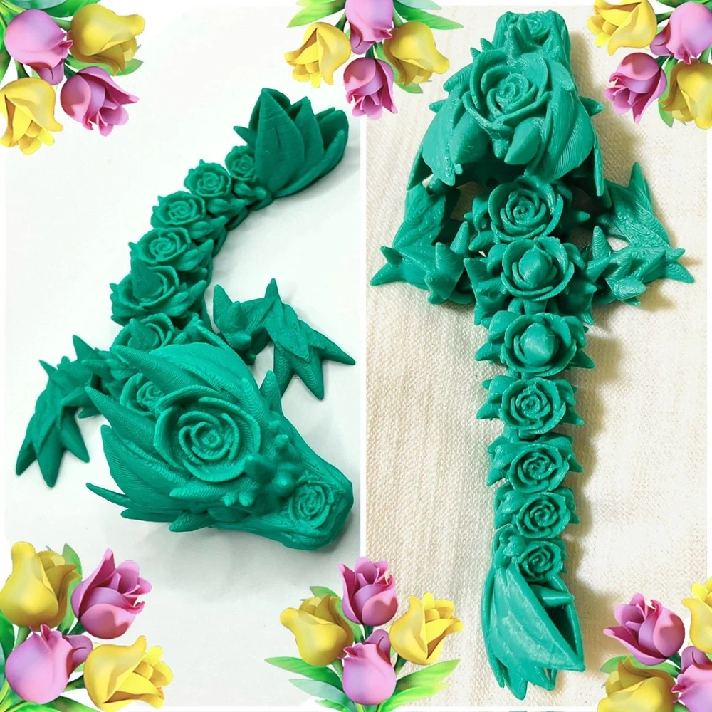 NEW 3D Green Rose Dragon Figurine - Picture 3 of 6